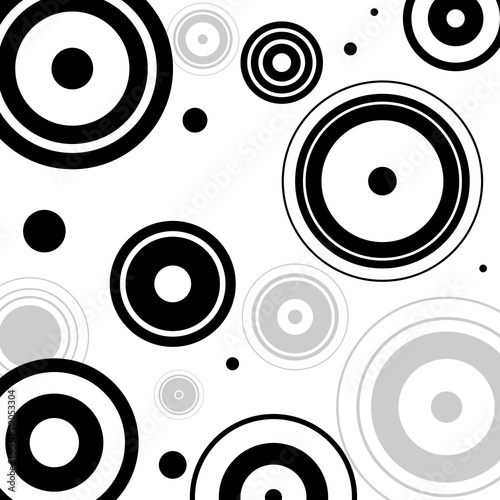 Abstract background with circles, geometric shapes, rings