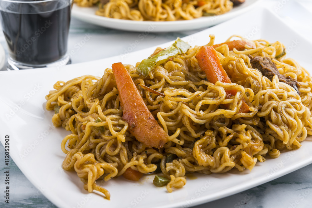 Noodles and vegetables Noodles and vegetables