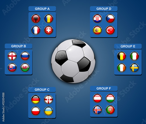 Flags of football teams, icons for soccer game championship.