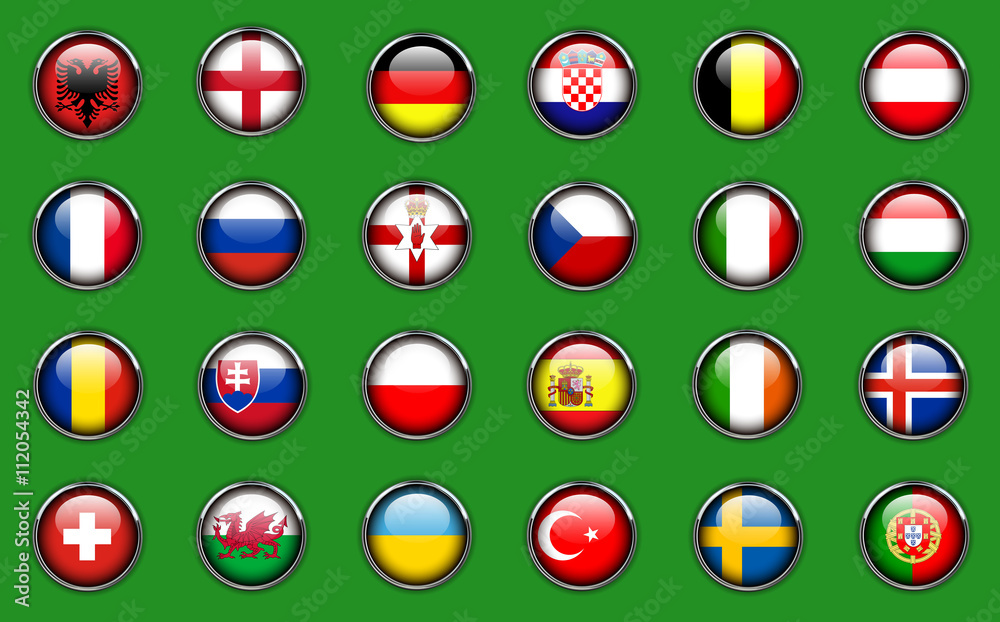 Flags buttons of football teams, icons for soccer game championship. Flags buttons of football teams, icons for soccer game championship.