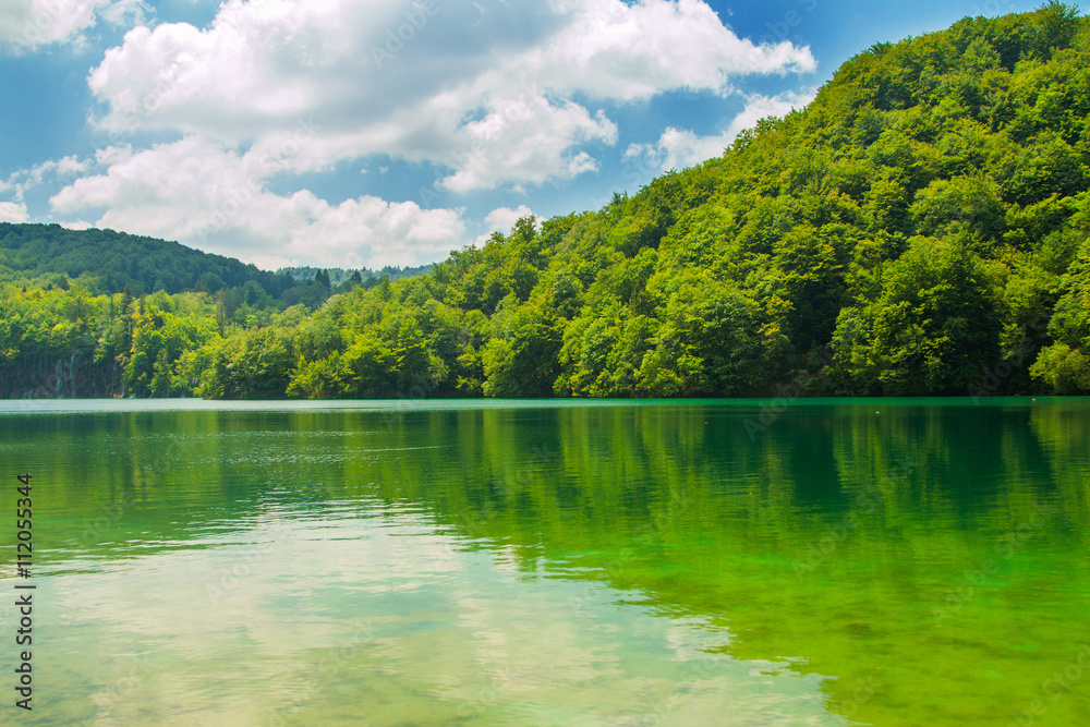 Beautiful landscape, clear green water in the Plitvice Lakes National Park in Croatia Beautiful landscape, clear green water in the Plitvice Lakes National Park in Croatia