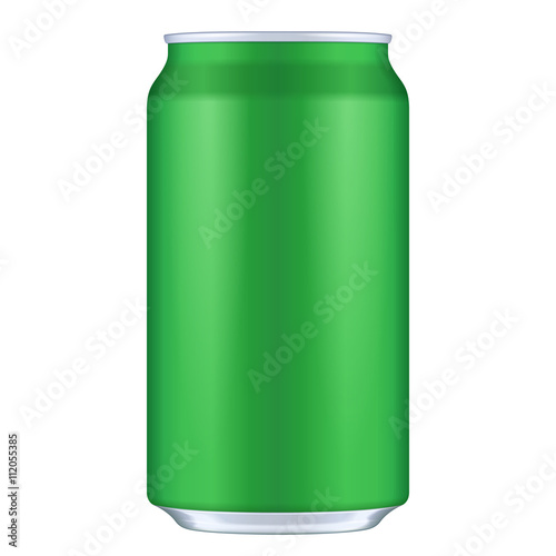 Green Blank Metal Aluminum Beverage Drink Can. Illustration Isolated. Mock Up Template Ready For Your Design. Vector EPS10