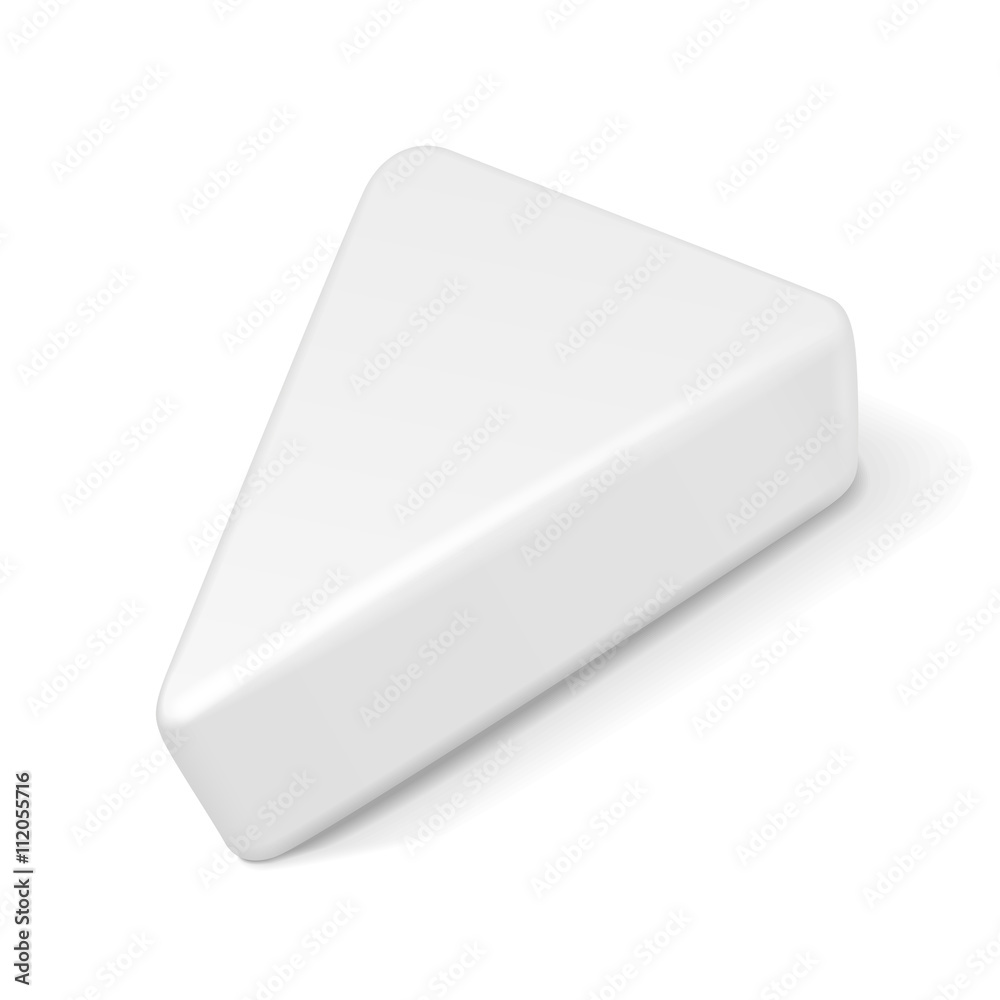 White Cheese Packed In A Paper Wrapper. Triangular Package. Illustration Isolated On White Background. Mock Up Template Ready For Your Design. Vector EPS10 White Cheese Packed In A Paper Wrapper. Triangular Package. Illustration Isolated On White Background. Mock Up Template Ready For Your Design. Vector EPS10