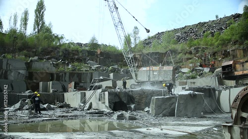 Extraction of granite stone in a stone quarry