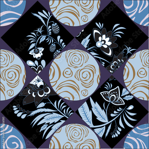 stock vector seamless pattern. oriental or russian floral design