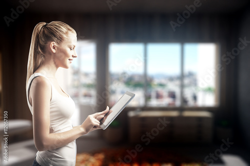 Free Download woman using tablet - GFXLoad