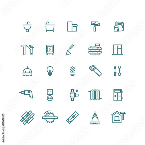 Home repair outline vector icons