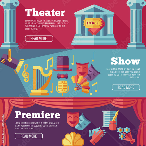 Theatre vector flat banners set