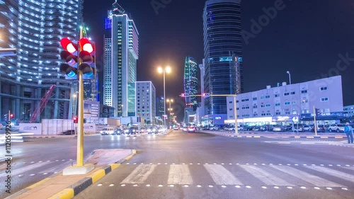 Drive through the traffic in the city highway timelapse hyperlapse in Kuwait. Kuwait, Middle East photo