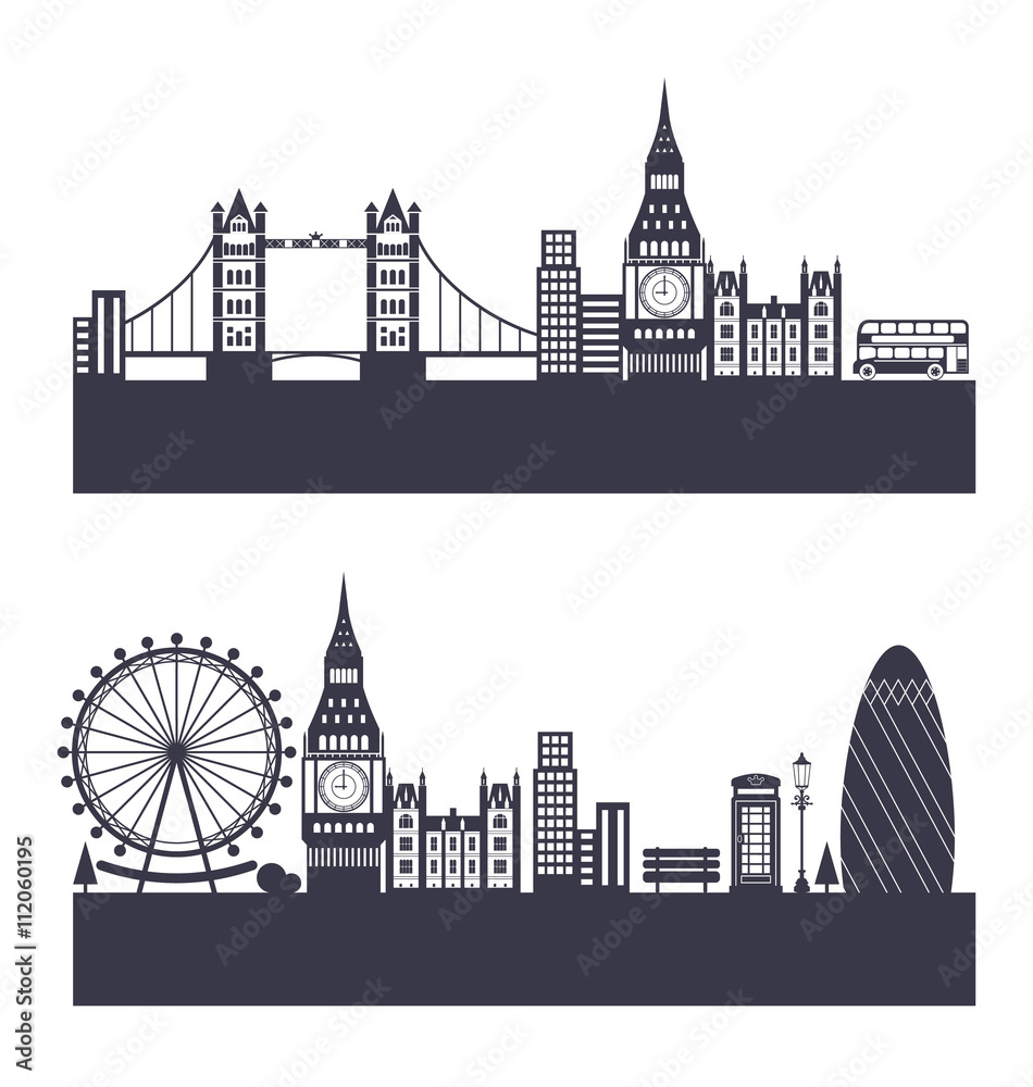 Obraz premium Silhouette Background of Abstract London Skyline