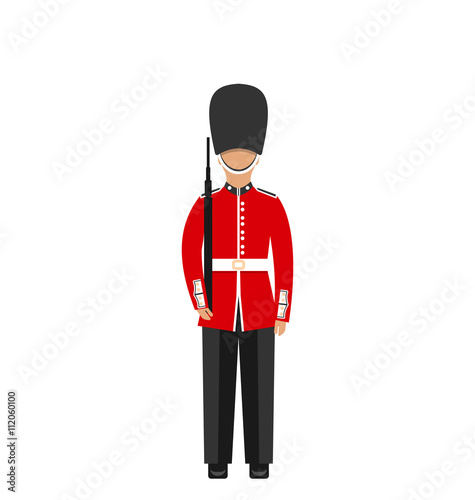 Queen's Guard. Man in Traditional Uniform with Weapon, British Soldier