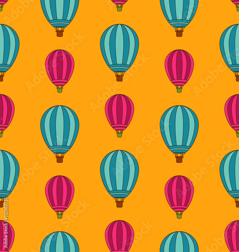 Old Seamless Travel Pattern of Air Colorful Balloons © -=MadDog=-