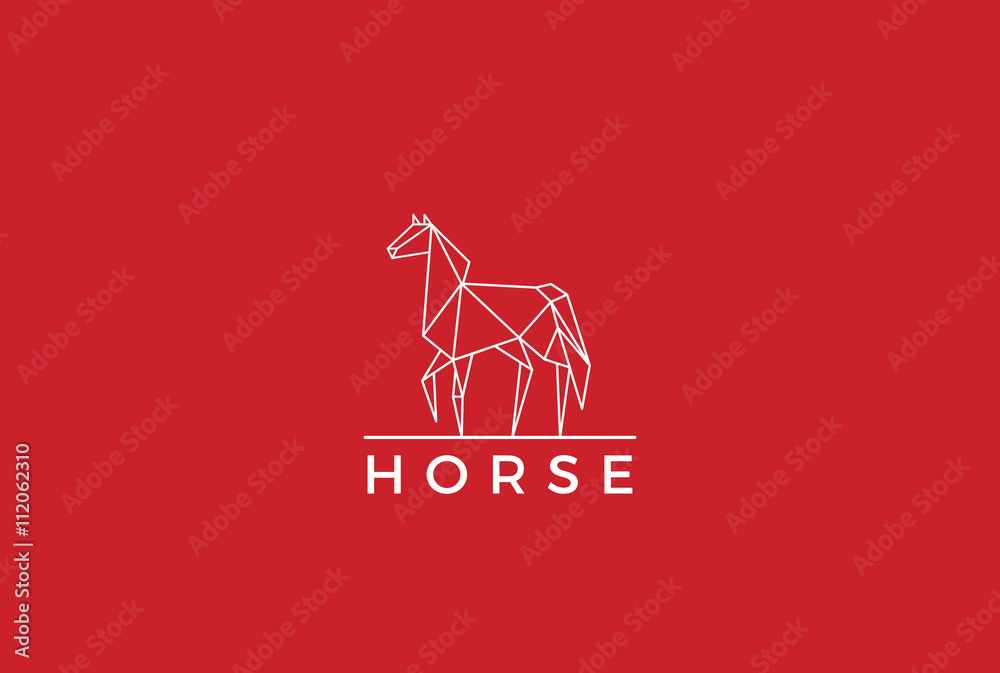 Polygonal Horse Logo abstract design vector linear Equestrian