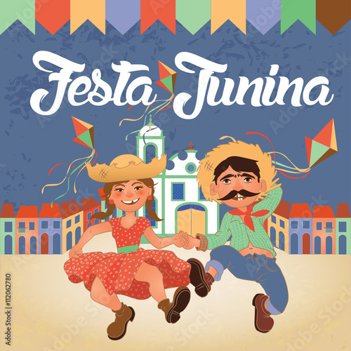 Festa Junina illustration - traditional Brazil June festival party. Vector illustration.