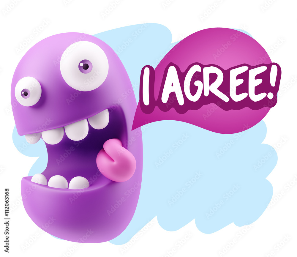 3d Illustration Laughing Character Emoji Expression saying I Agr 3d Illustration Laughing Character Emoji Expression saying I Agr