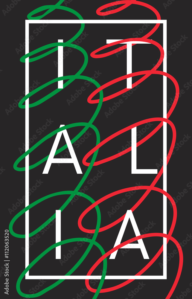 Italy. Italia graphic typography design Italy. Italia graphic typography design