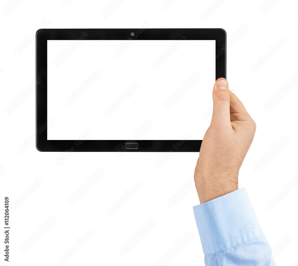 Hand with touchpad pc Hand with touchpad pc