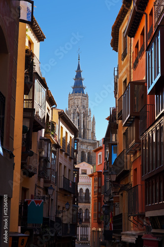 Street and Cathedral of Toledo Spain