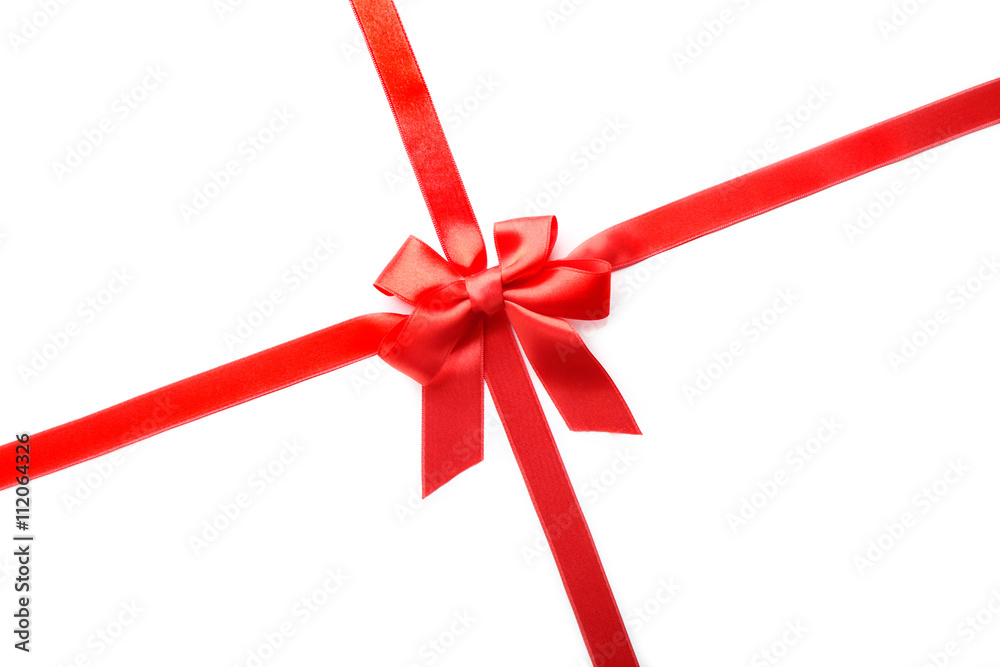 Two ribbons and bow, isolated on white Two ribbons and bow, isolated on white
