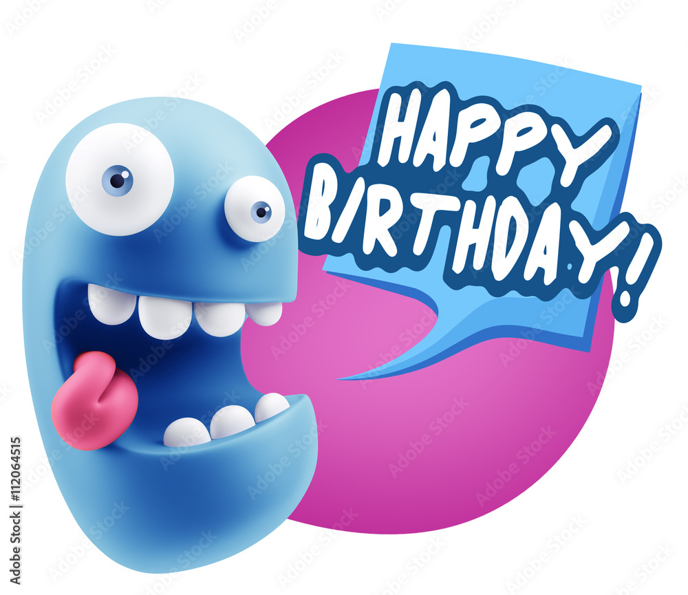 3d Rendering Smile Character Emoticon Expression saying Happy Bi 3d Rendering Smile Character Emoticon Expression saying Happy Bi