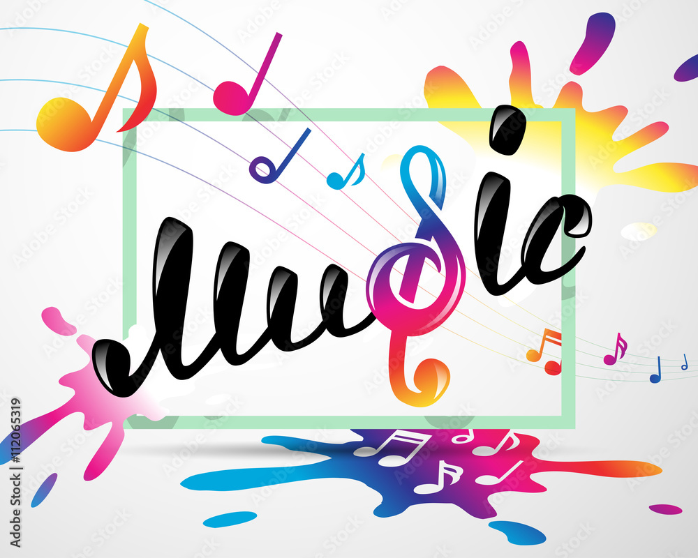 Colorful music logo in frame