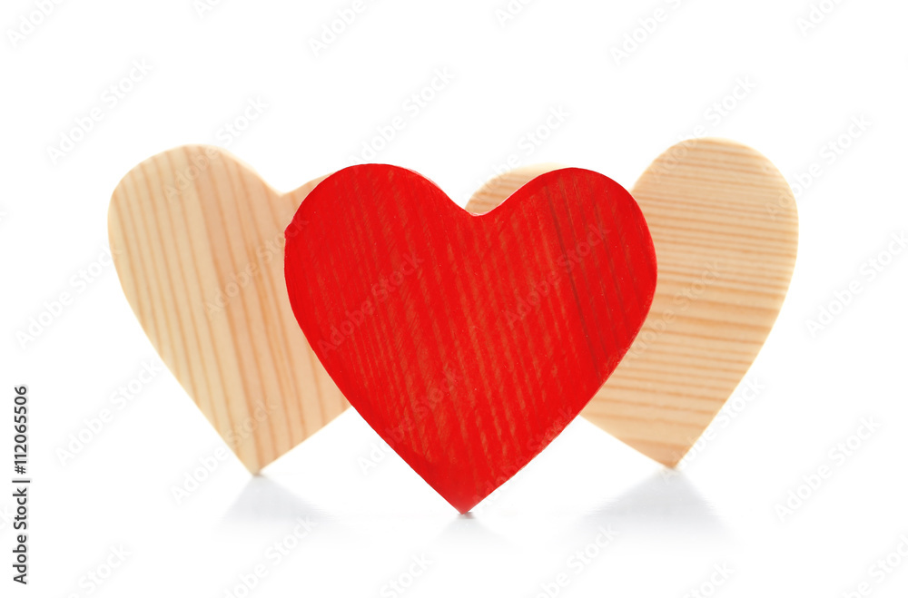 Wooden hearts isolated on white Wooden hearts isolated on white