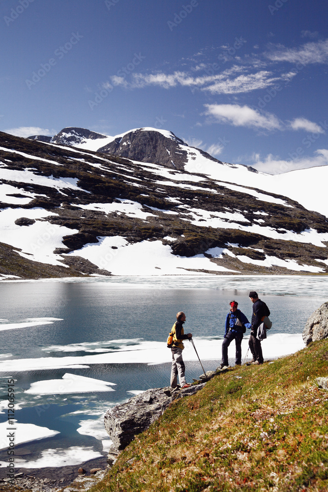 Hikers at lake Hikers at lake
