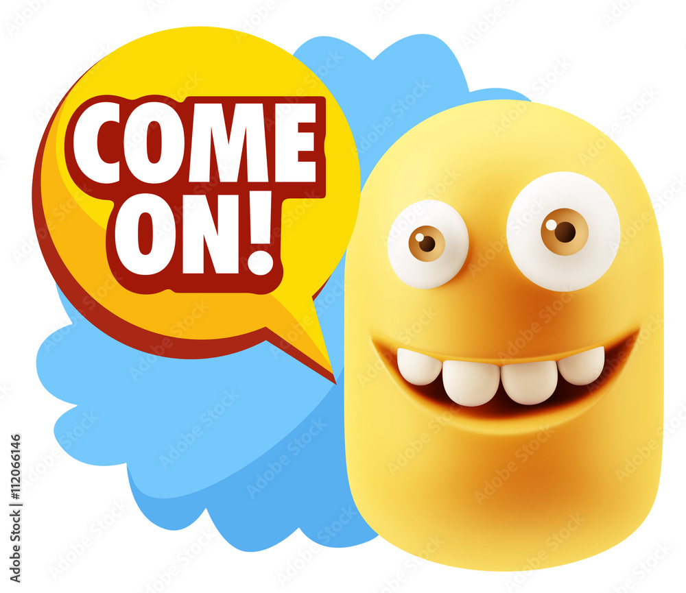 3d Illustration Laughing Character Emoji Expression saying Come 3d Illustration Laughing Character Emoji Expression saying Come