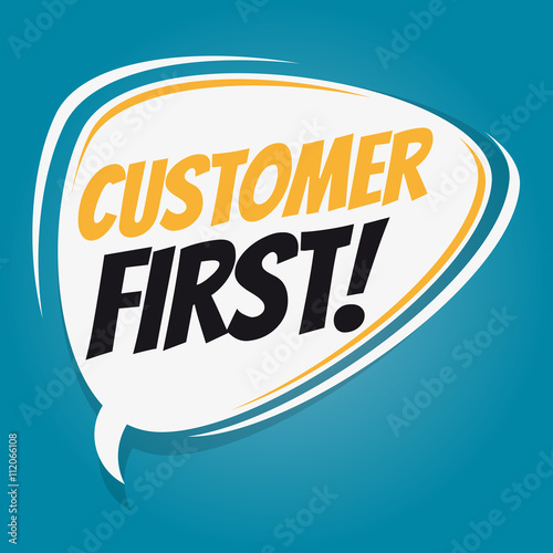 customer first retro speech bubble