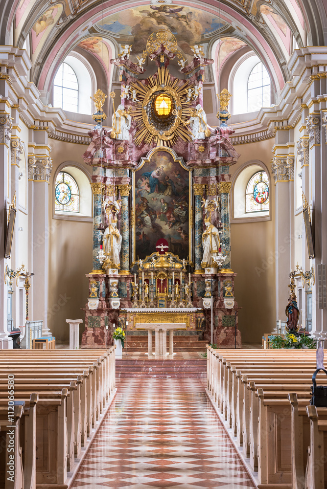 Beautiful Interior of St. Nikolaus Church in Tannheim (Tyrol, Austria)