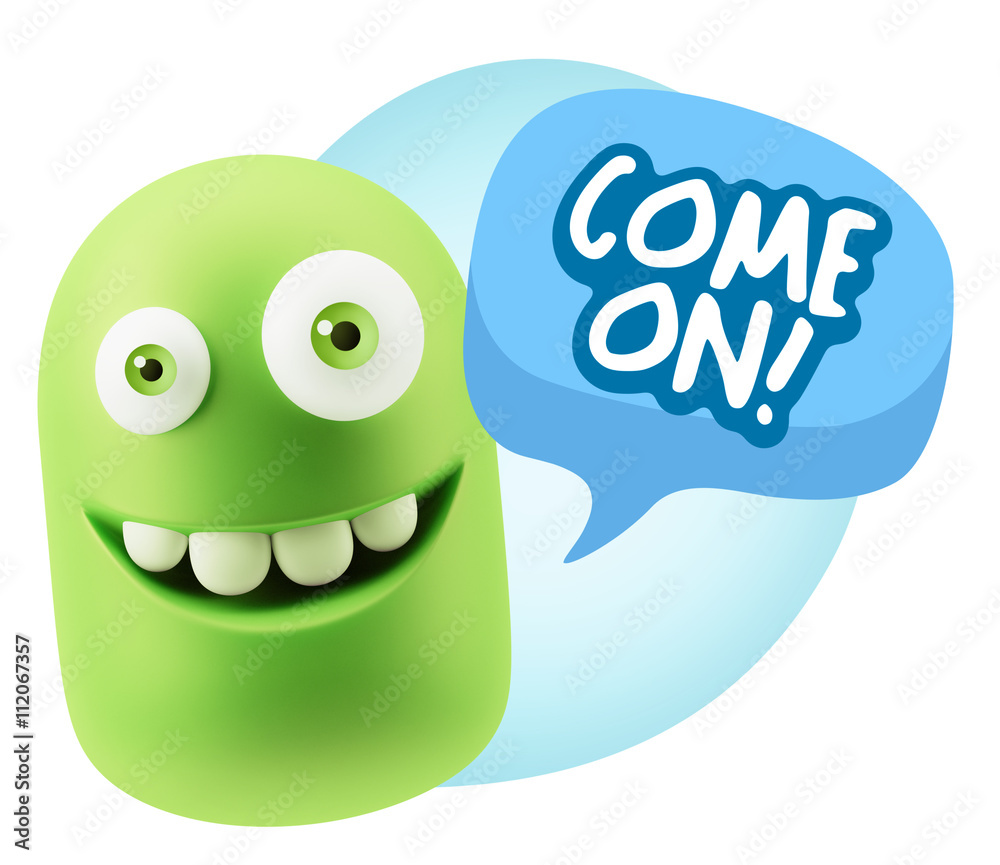 3d Illustration Laughing Character Emoji Expression saying Come 3d Illustration Laughing Character Emoji Expression saying Come