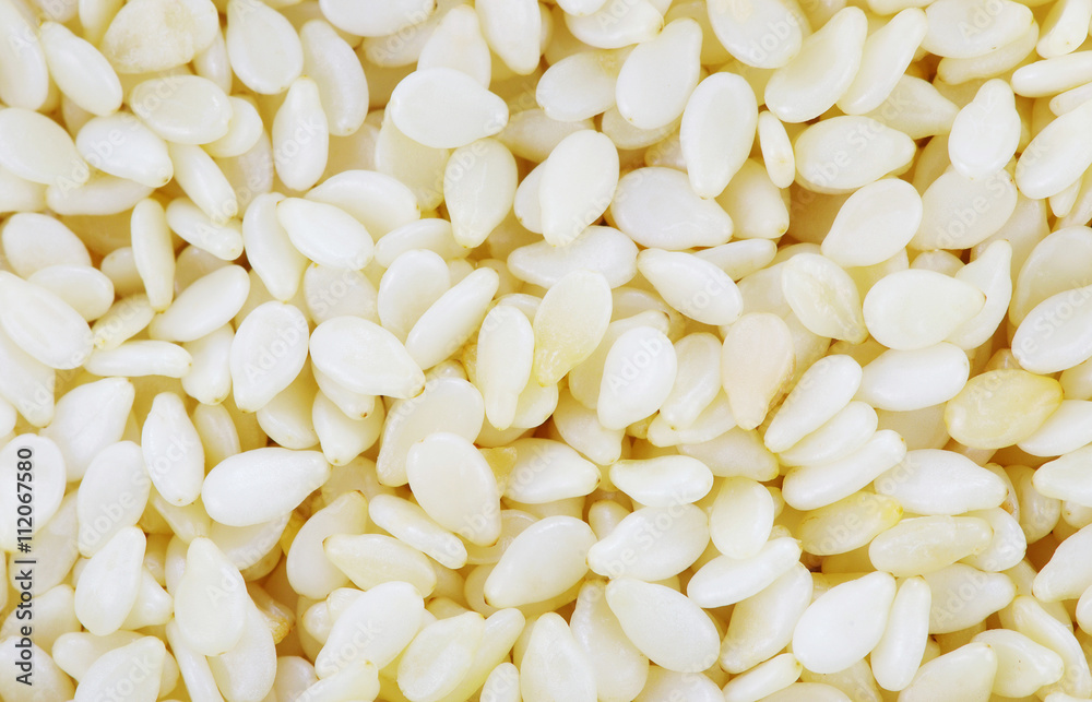 White sesame seeds background White sesame seeds background