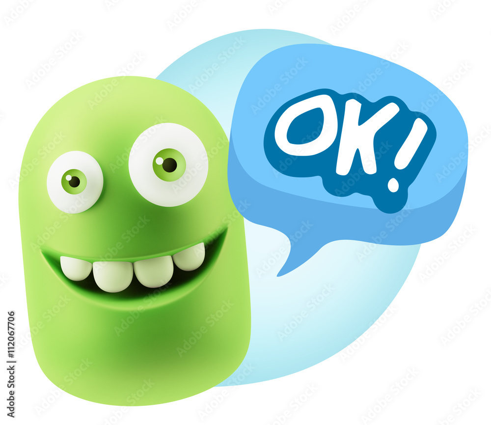 3d Rendering Smile Character Emoticon Expression saying Ok with 3d Rendering Smile Character Emoticon Expression saying Ok with