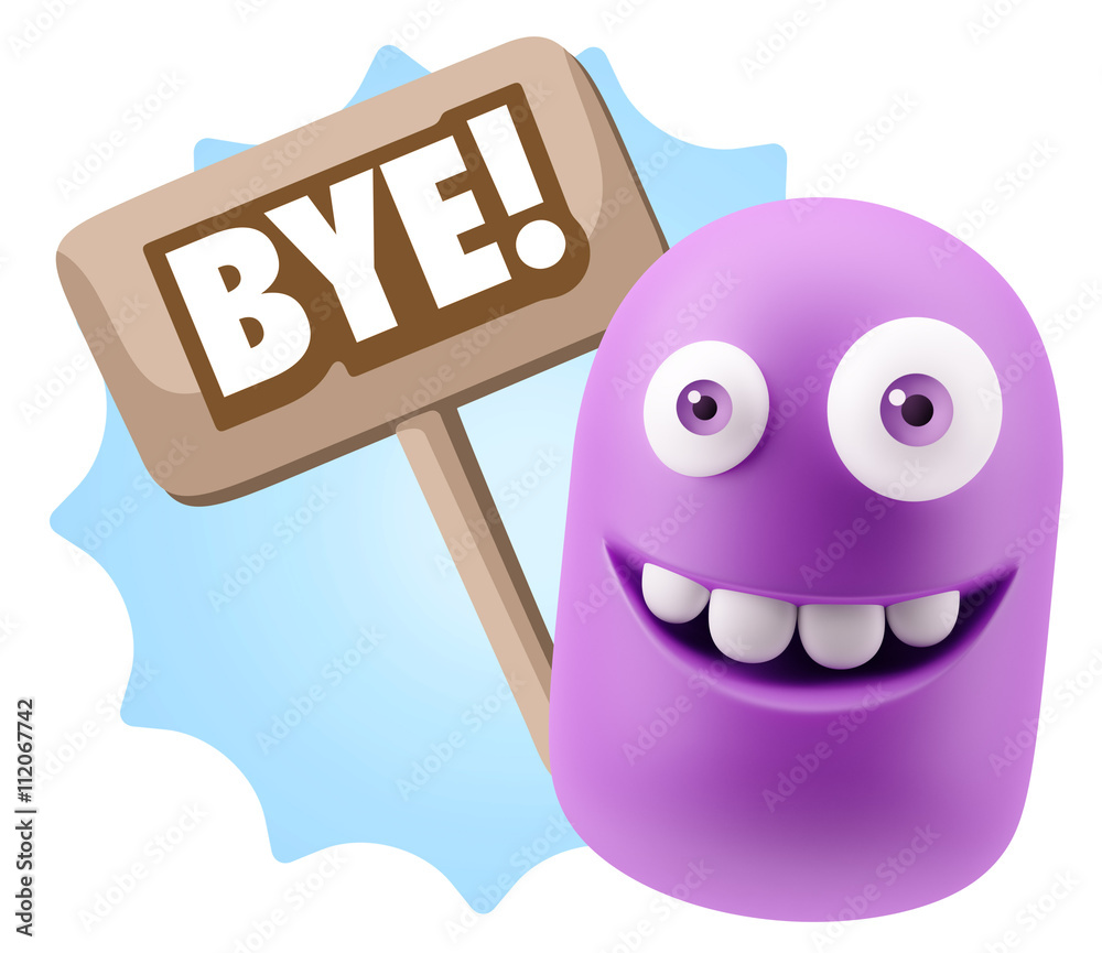 3d Illustration Laughing Character Emoji Expression saying Bye w 3d Illustration Laughing Character Emoji Expression saying Bye w