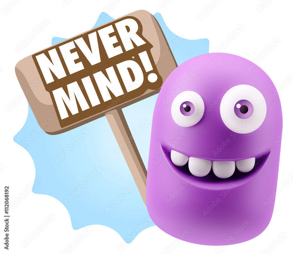 Obraz premium 3d Rendering Smile Character Emoticon Expression saying Never Mi