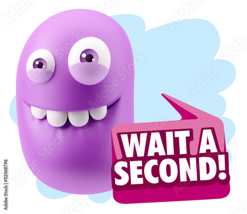 3d Illustration Laughing Character Emoji Expression saying Wait