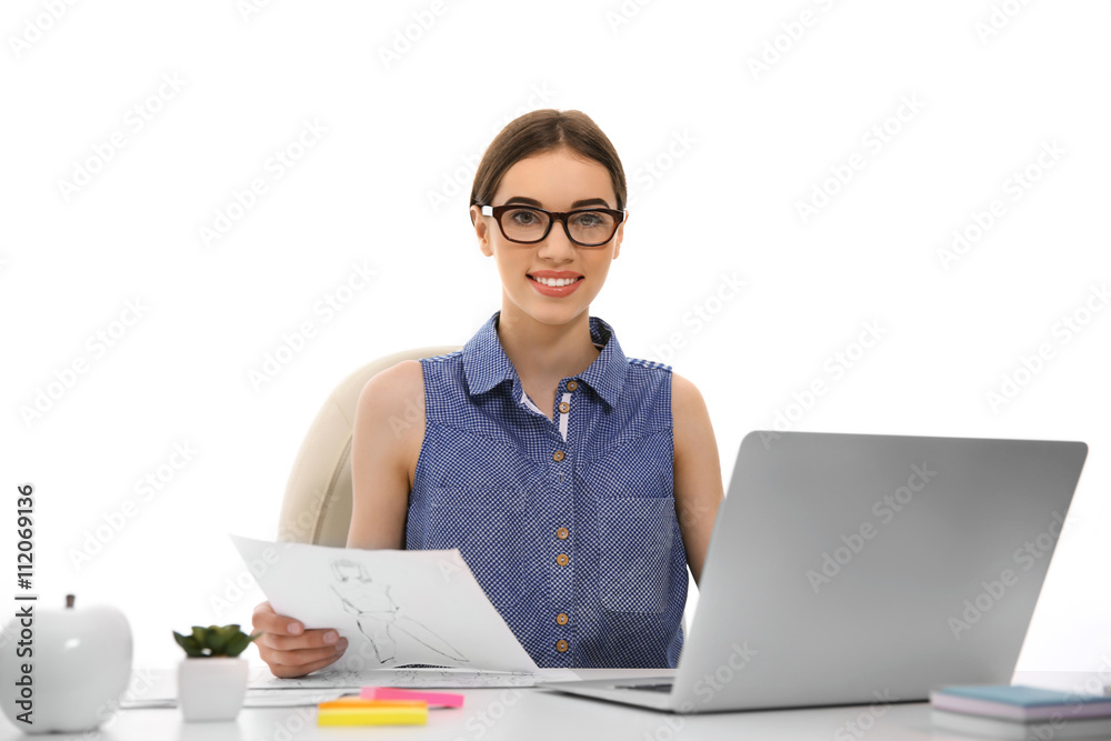 Woman working at computer at office Woman working at computer at office