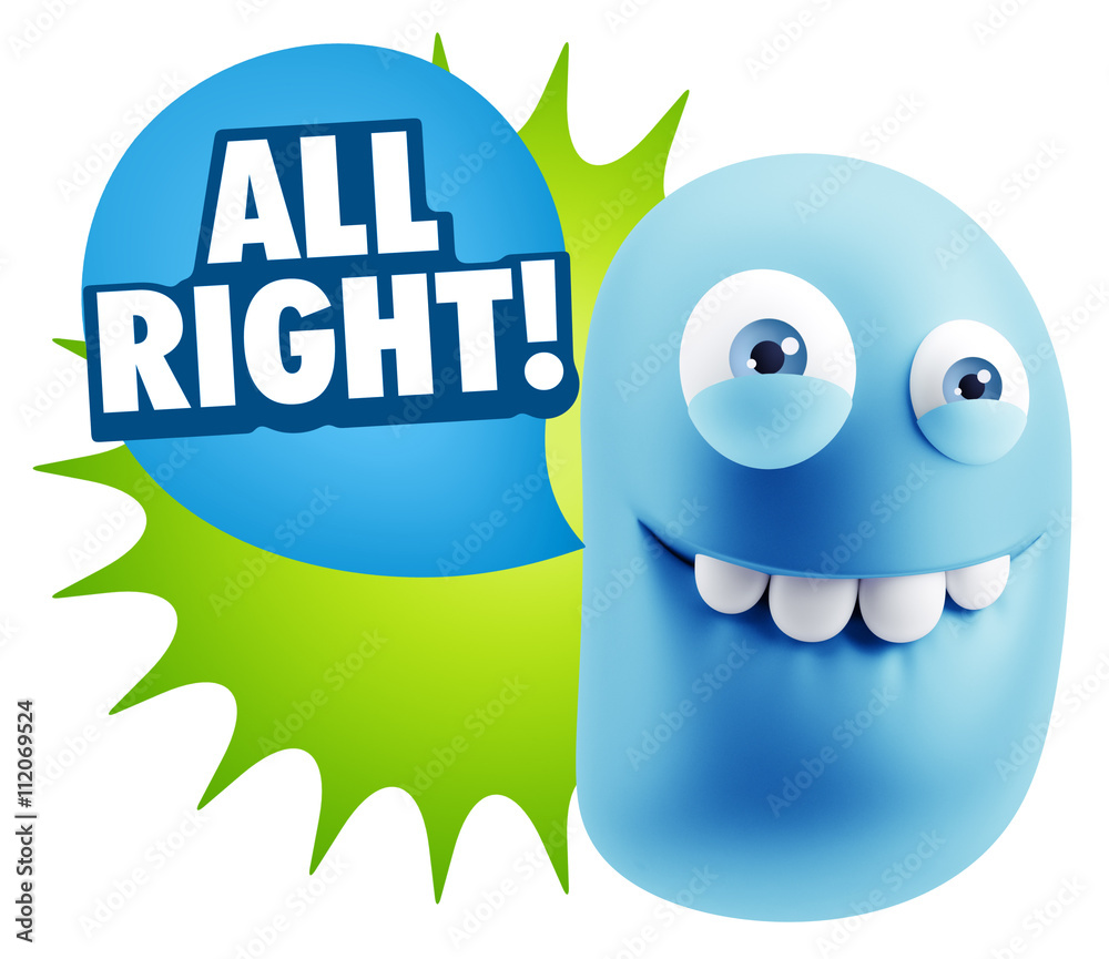 3d Rendering Smile Character Emoticon Expression saying All Righ 3d Rendering Smile Character Emoticon Expression saying All Righ