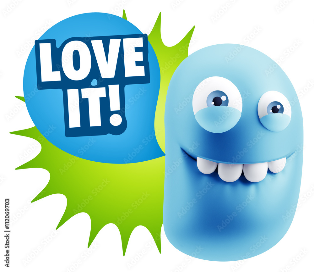 3d Rendering Smile Character Emoticon Expression saying I Love I 3d Rendering Smile Character Emoticon Expression saying I Love I