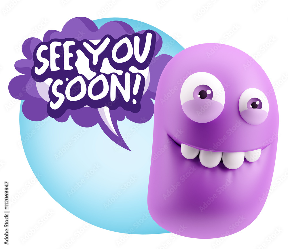 3d Rendering Smile Character Emoticon Expression saying See You 3d Rendering Smile Character Emoticon Expression saying See You