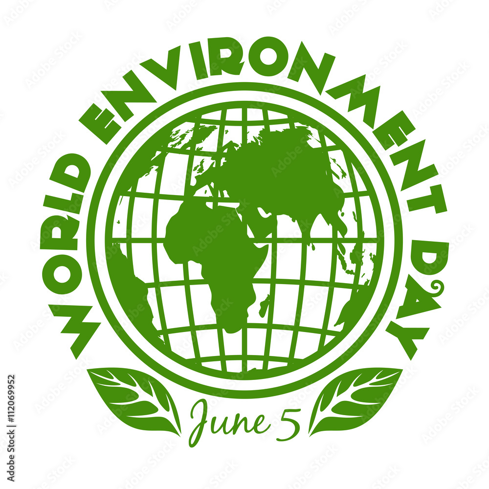 Round stamp for World Environment Day. June 5. Environment Day logo design isolated on white background. Vector illustration