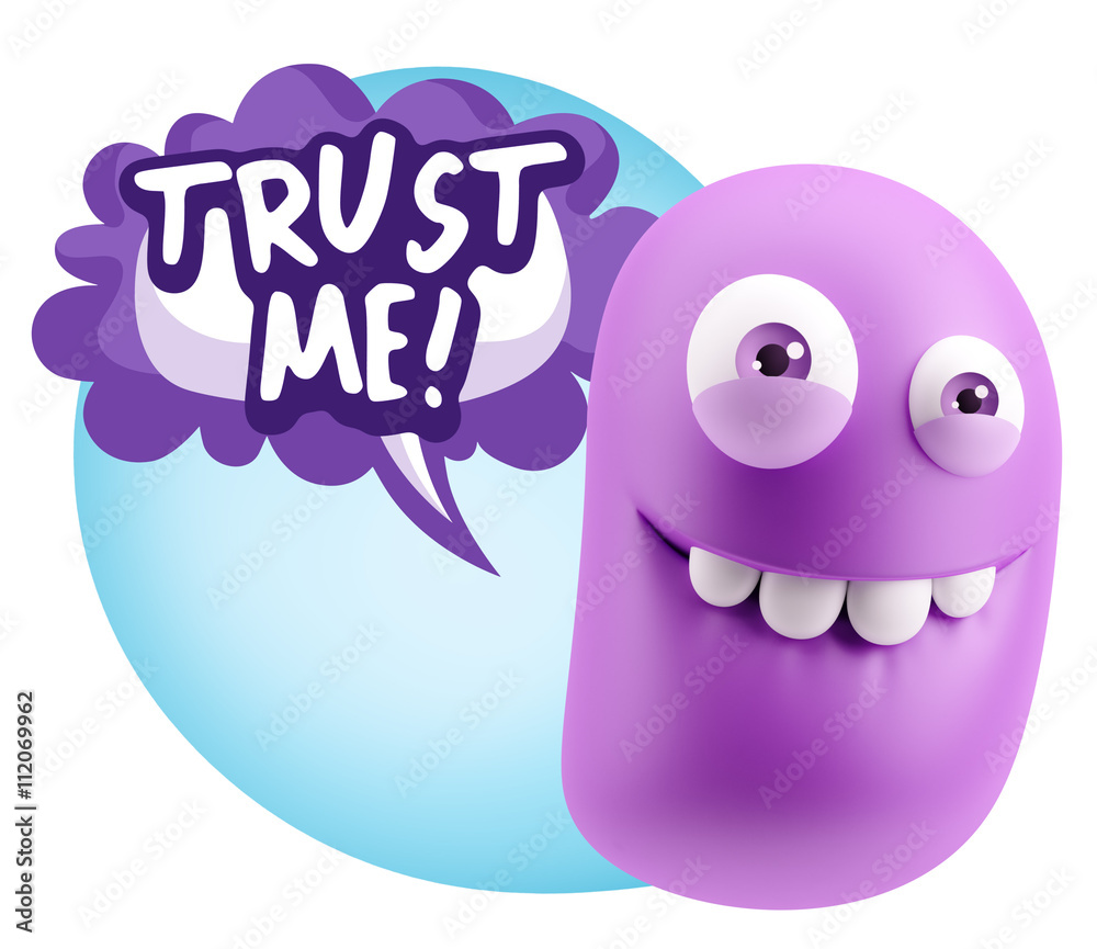 Obraz premium 3d Illustration Laughing Character Emoji Expression saying Trust