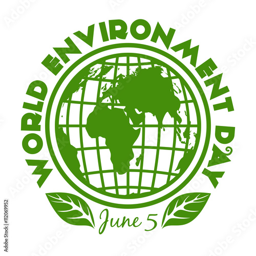 Round stamp for World Environment Day. June 5. Environment Day logo design isolated on white background. Vector illustration