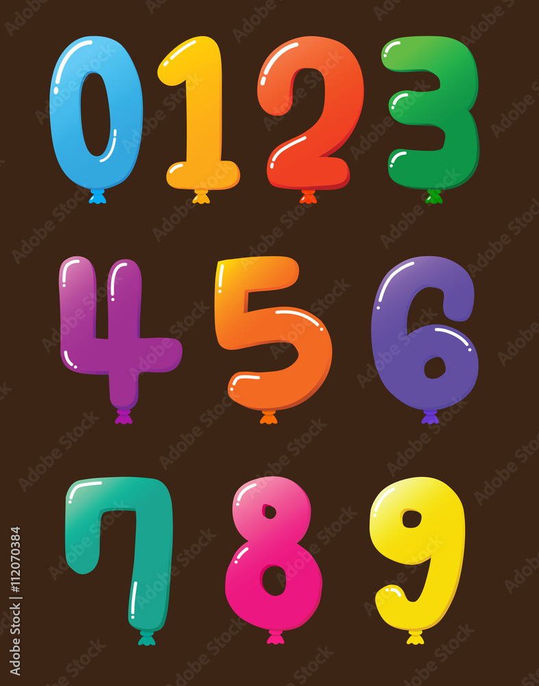 Collection of Colorful Baloon Shaped Numbers Collection of Colorful Baloon Shaped Numbers
