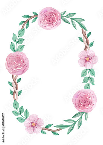 Watercolor floral wreath. Perfect for greeting cards