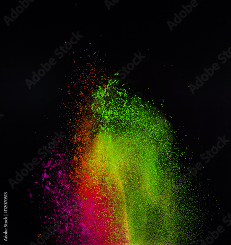 Freeze motion of colored dust explosion.