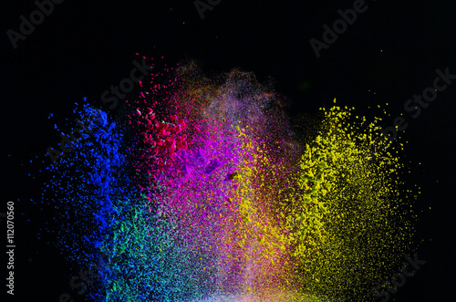 Freeze motion of colored dust explosion.