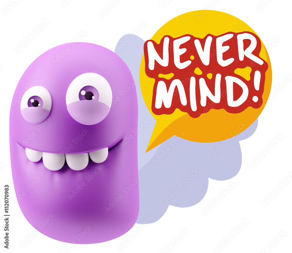 3d Rendering Smile Character Emoticon Expression saying Never Mi 3d Rendering Smile Character Emoticon Expression saying Never Mi