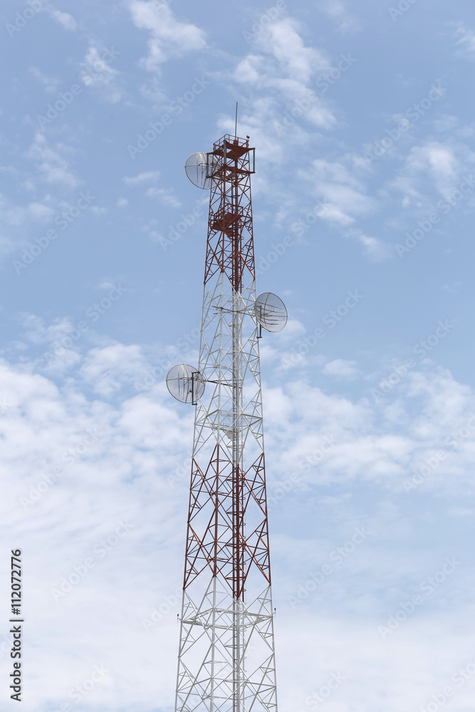 Antenna for Telephone communications in bright sky day time.