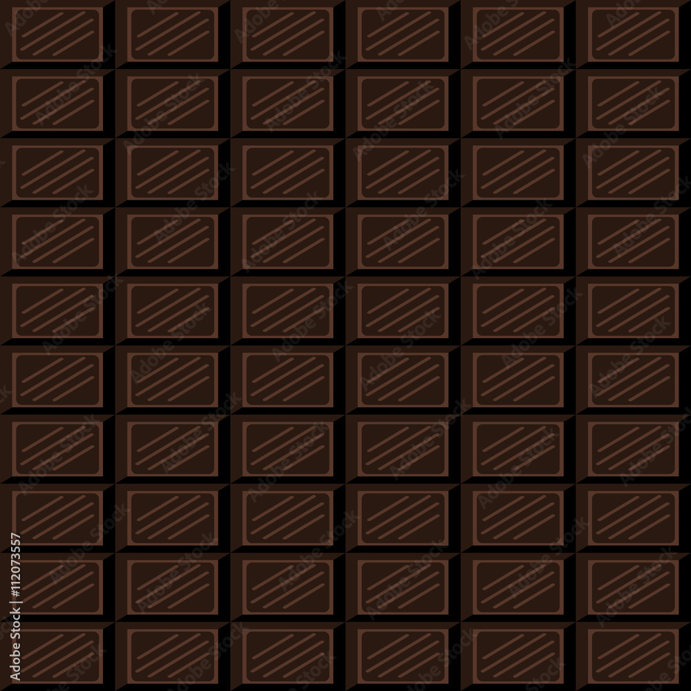 Chocolate bar seamless pattern. Dark chocolate square tiles texture.